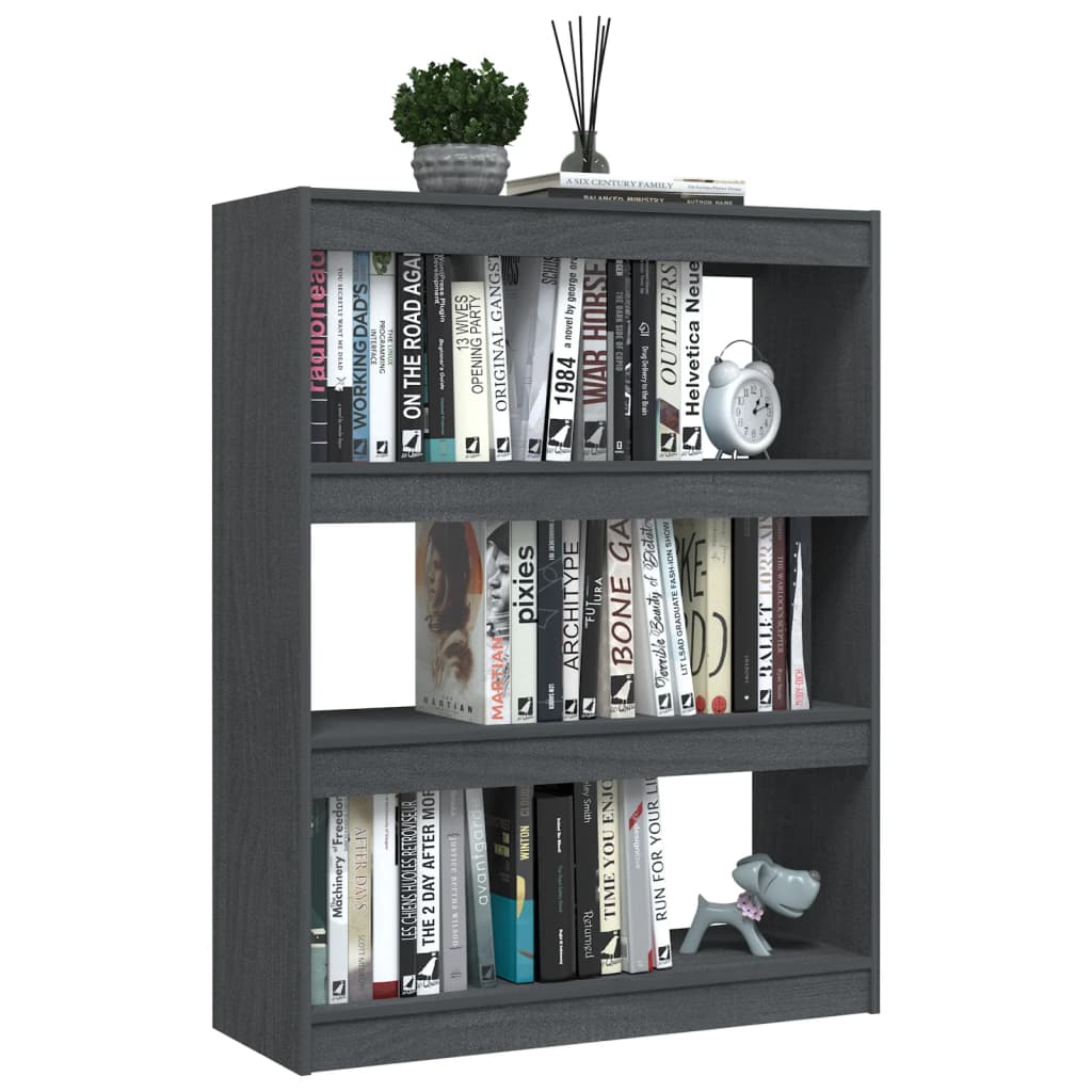 bogreol/rumdeler 100x30x103 cm massivt fyrretræ grå