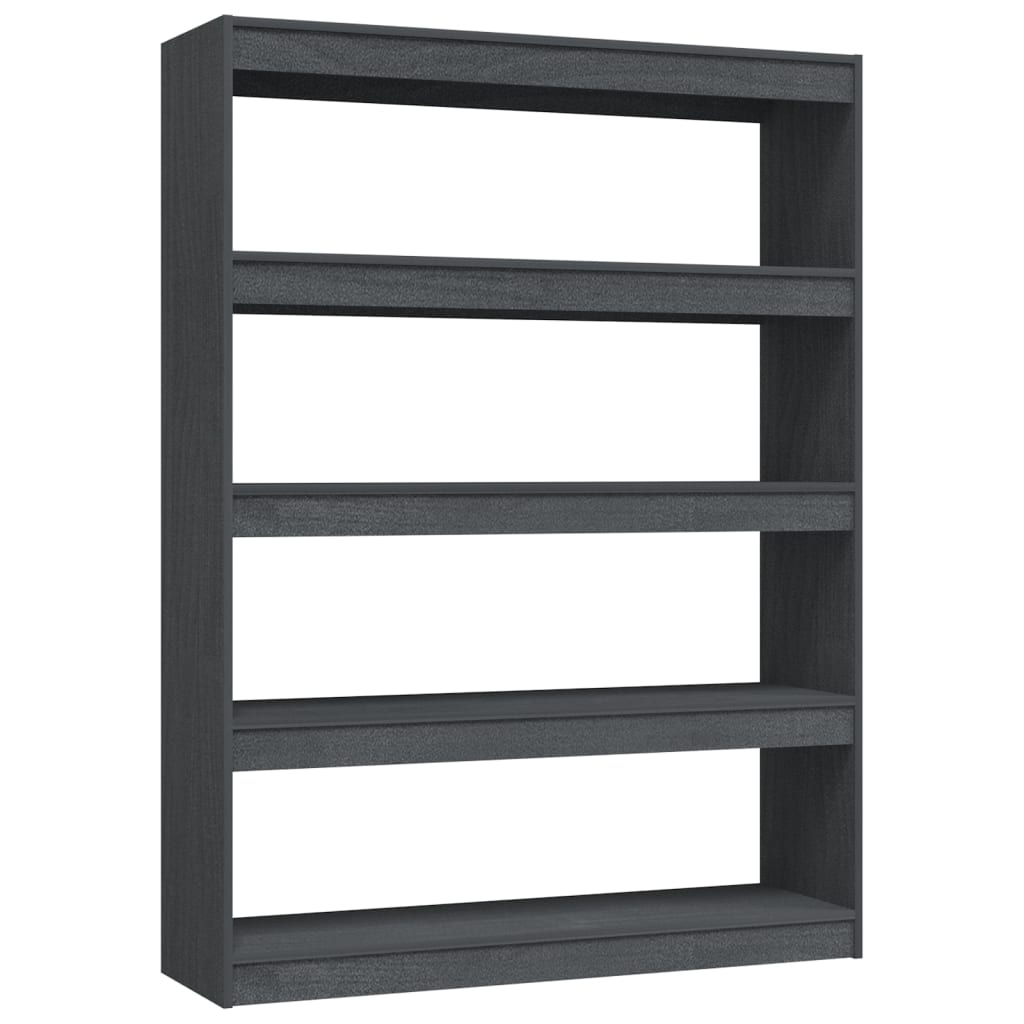 bogreol/rumdeler 100x30x135,5 cm massivt fyrretræ grå