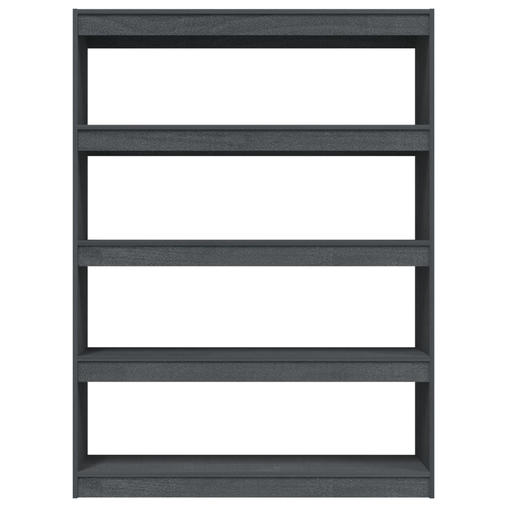 bogreol/rumdeler 100x30x135,5 cm massivt fyrretræ grå