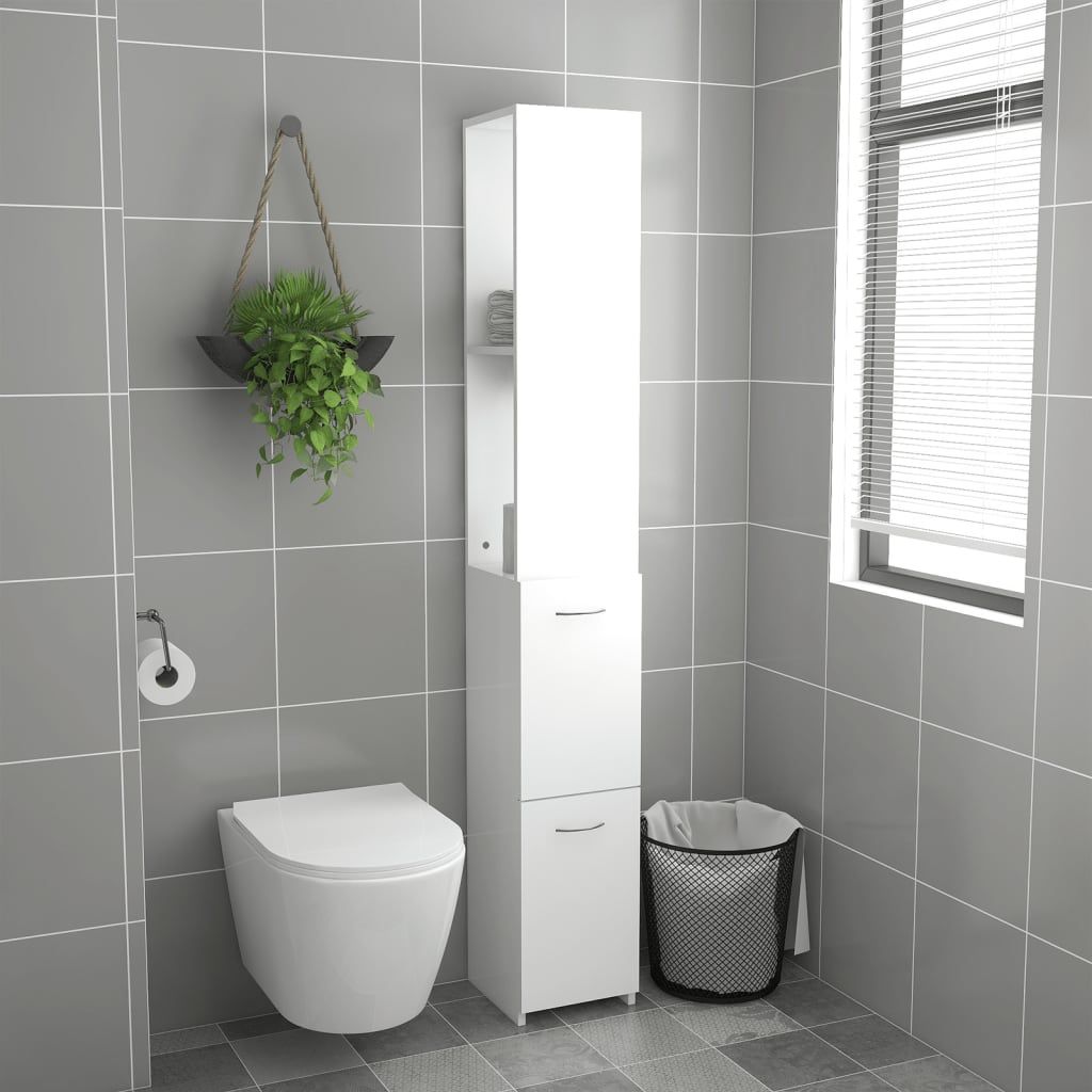 badeværelsesskab 25x26,5x170 cm konstrueret træ hvid