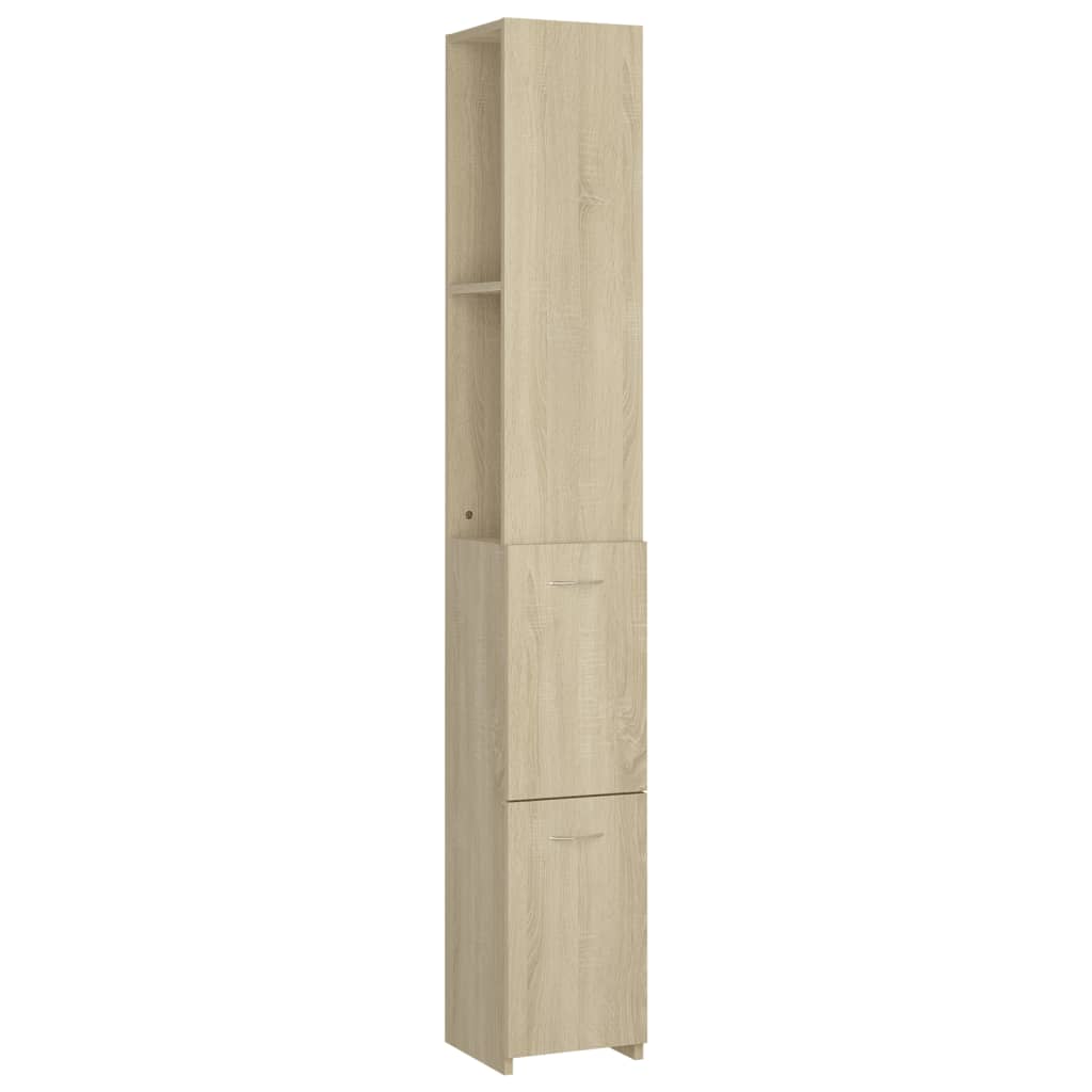 badeværelsesskab 25x26,5x170 cm konstrueret træ sonoma-eg