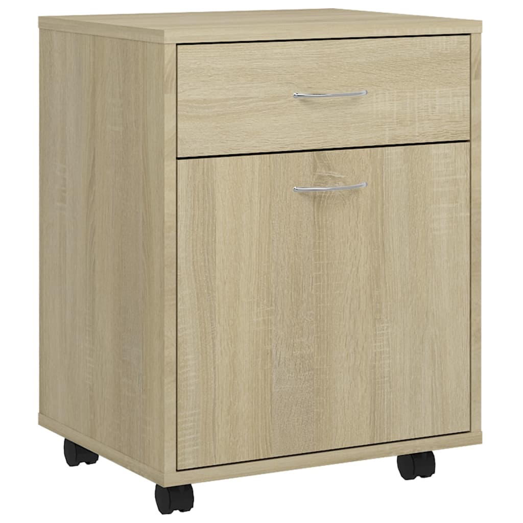 skab med hjul 45x38x54 cm konstrueret træ sonoma-eg