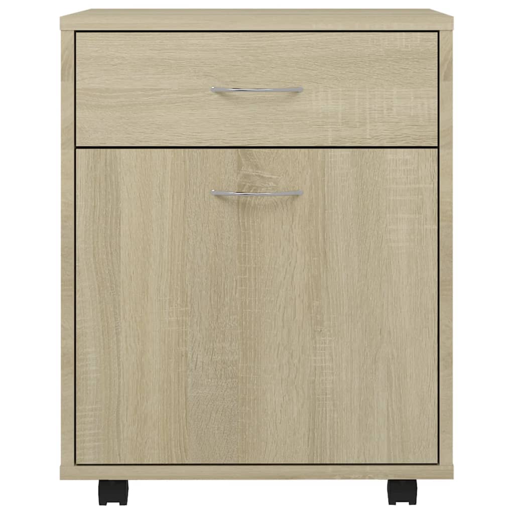 skab med hjul 45x38x54 cm konstrueret træ sonoma-eg