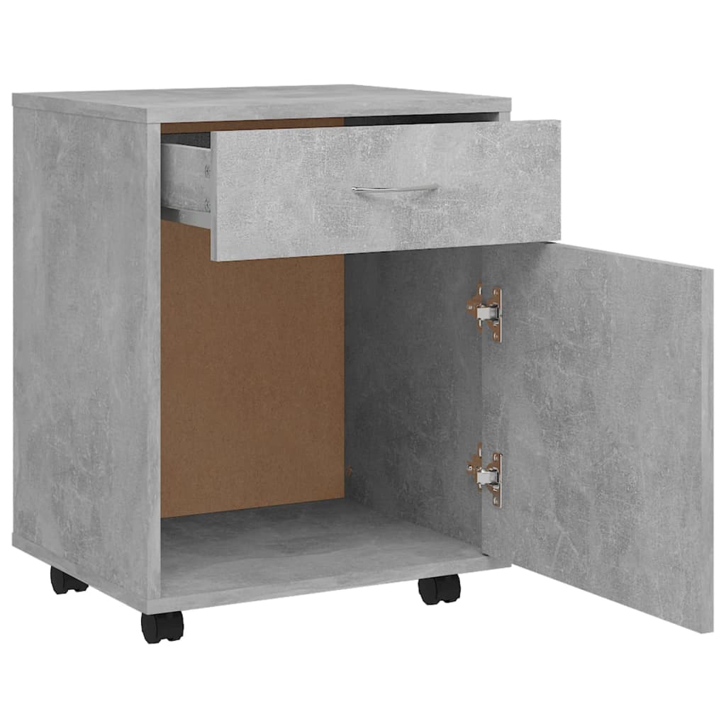 rulleskab 45x38x54 cm konstrueret træ betongrå