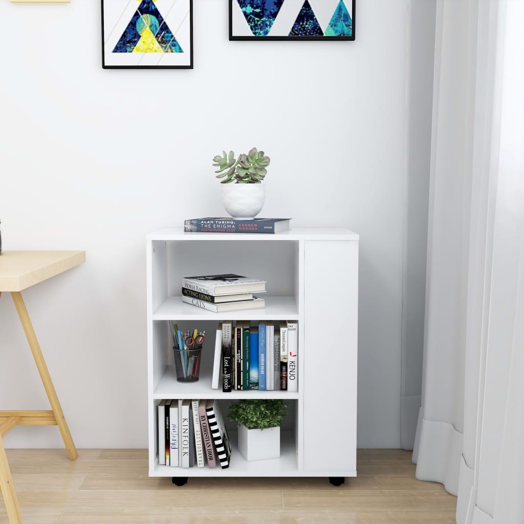 rulleskab 60x35x75 cm konstrueret træ hvid