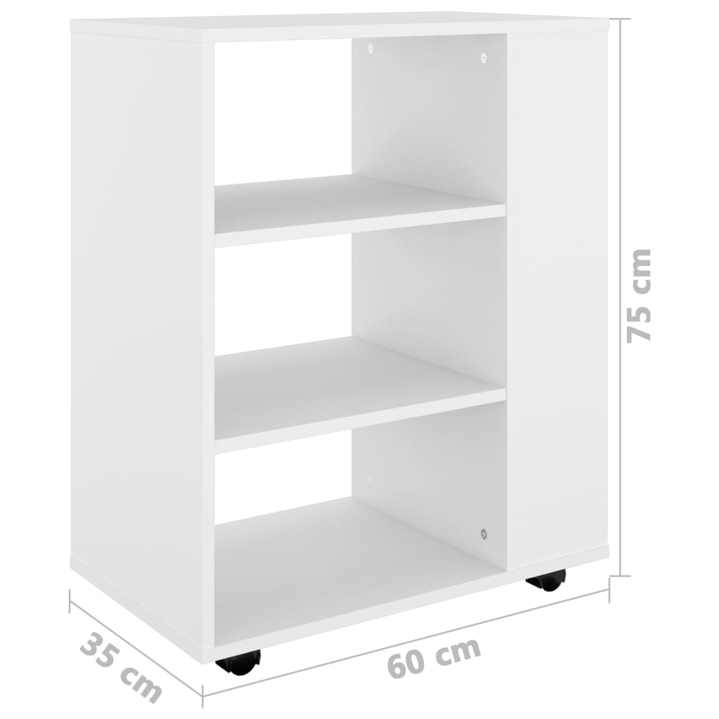 rulleskab 60x35x75 cm konstrueret træ hvid