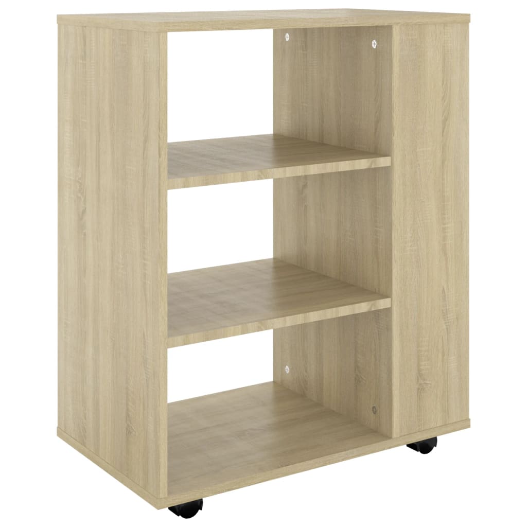 skab med hjul 60x35x75 cm konstrueret træ sonoma-eg