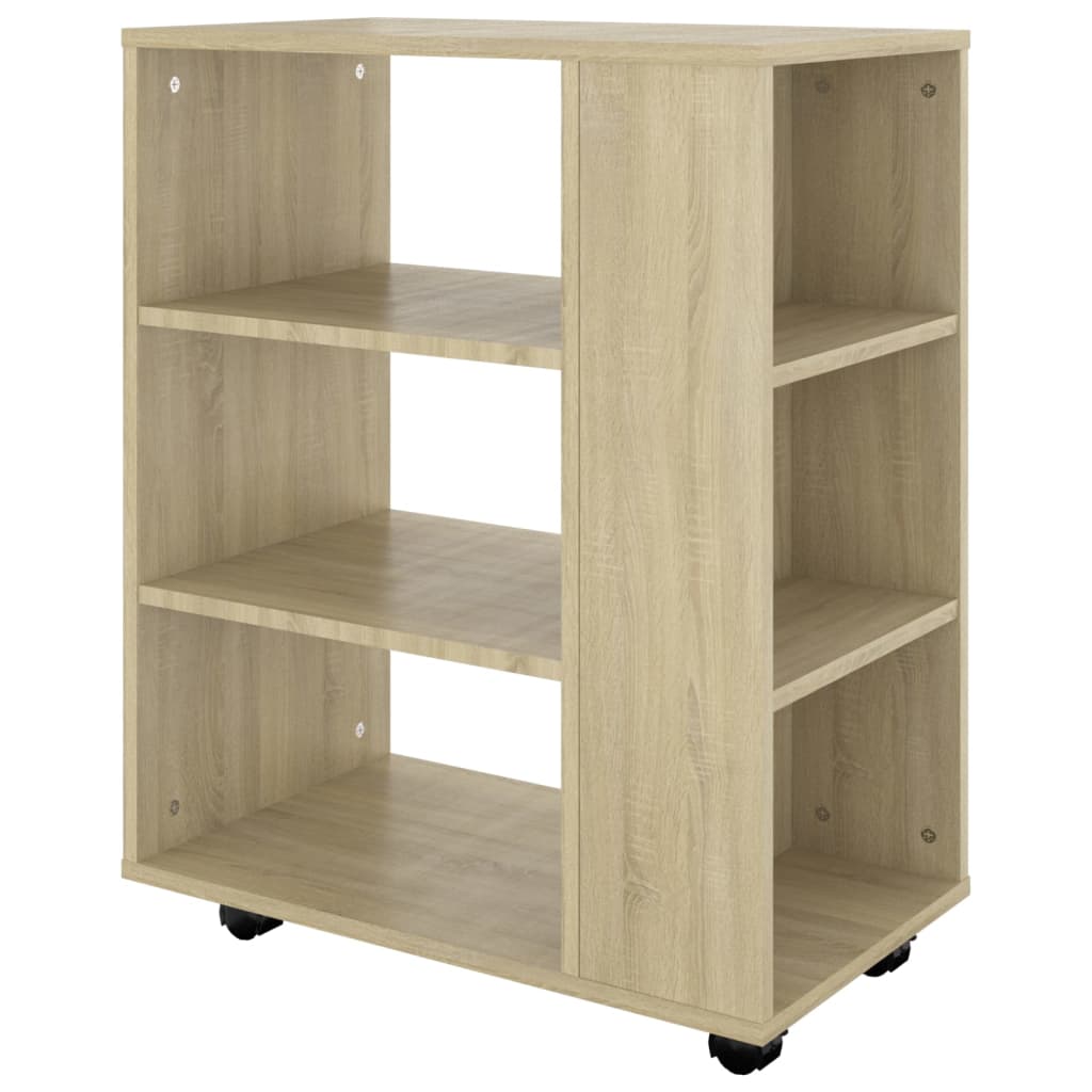 skab med hjul 60x35x75 cm konstrueret træ sonoma-eg
