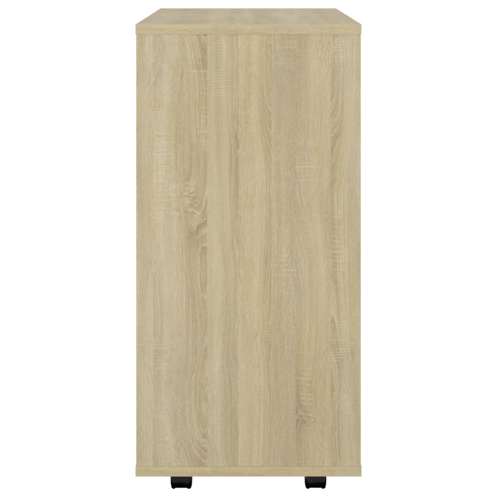 skab med hjul 60x35x75 cm konstrueret træ sonoma-eg