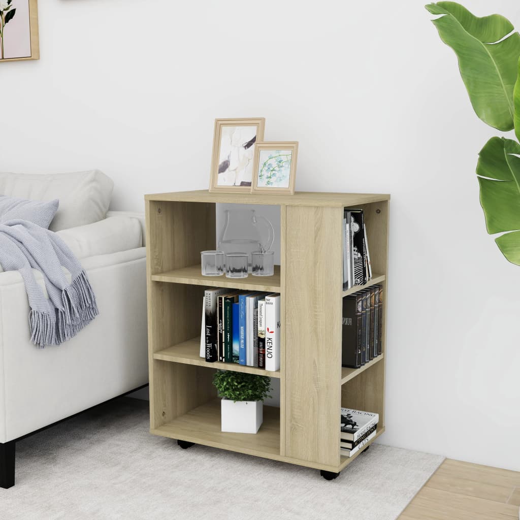 skab med hjul 60x35x75 cm konstrueret træ sonoma-eg