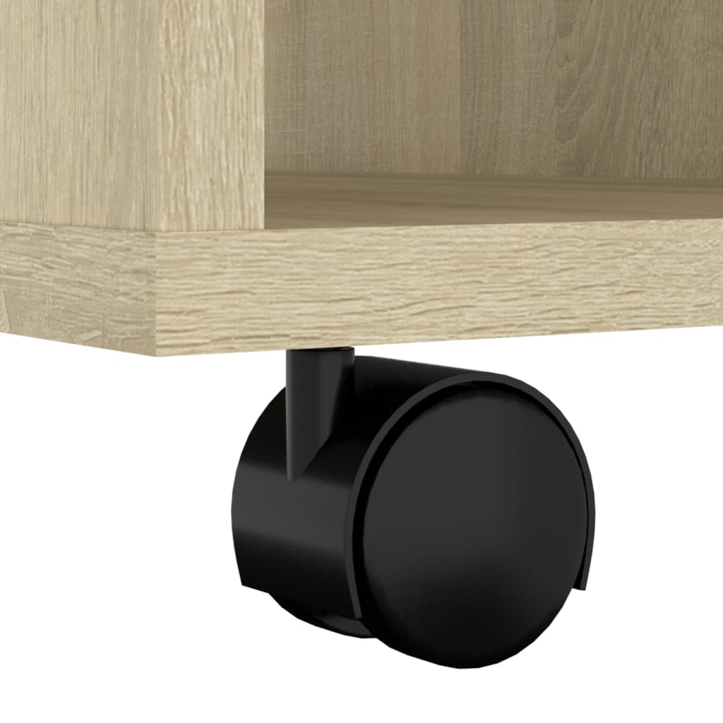 skab med hjul 60x35x75 cm konstrueret træ sonoma-eg