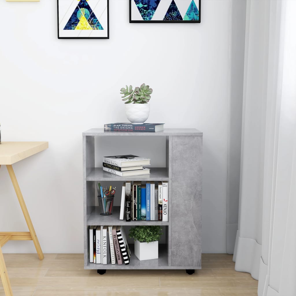 rulleskab 60x35x75 cm konstrueret træ betongrå