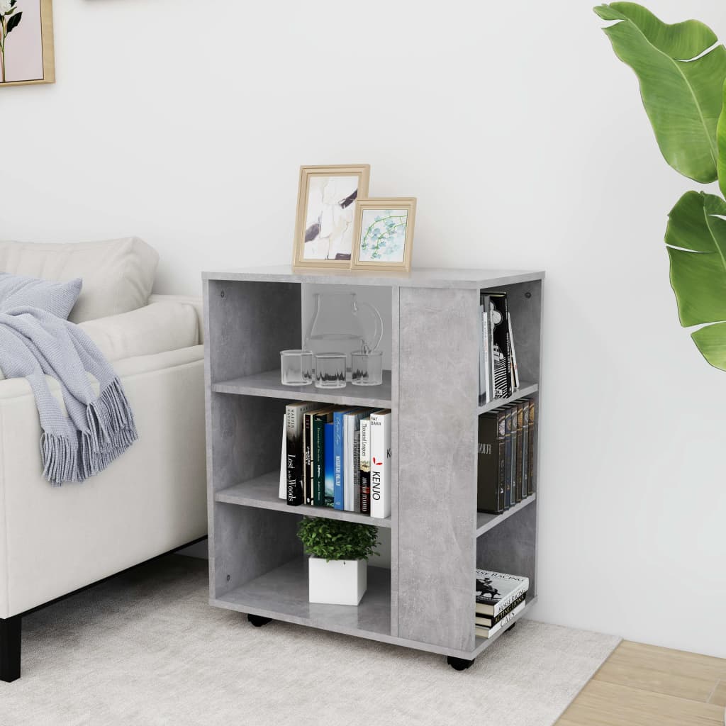rulleskab 60x35x75 cm konstrueret træ betongrå