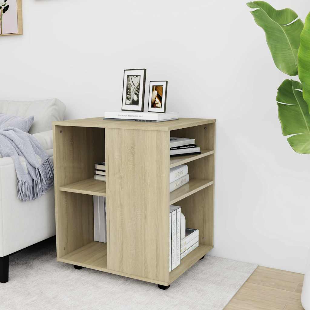 skab med hjul 60x53x72 cm konstrueret træ sonoma-eg