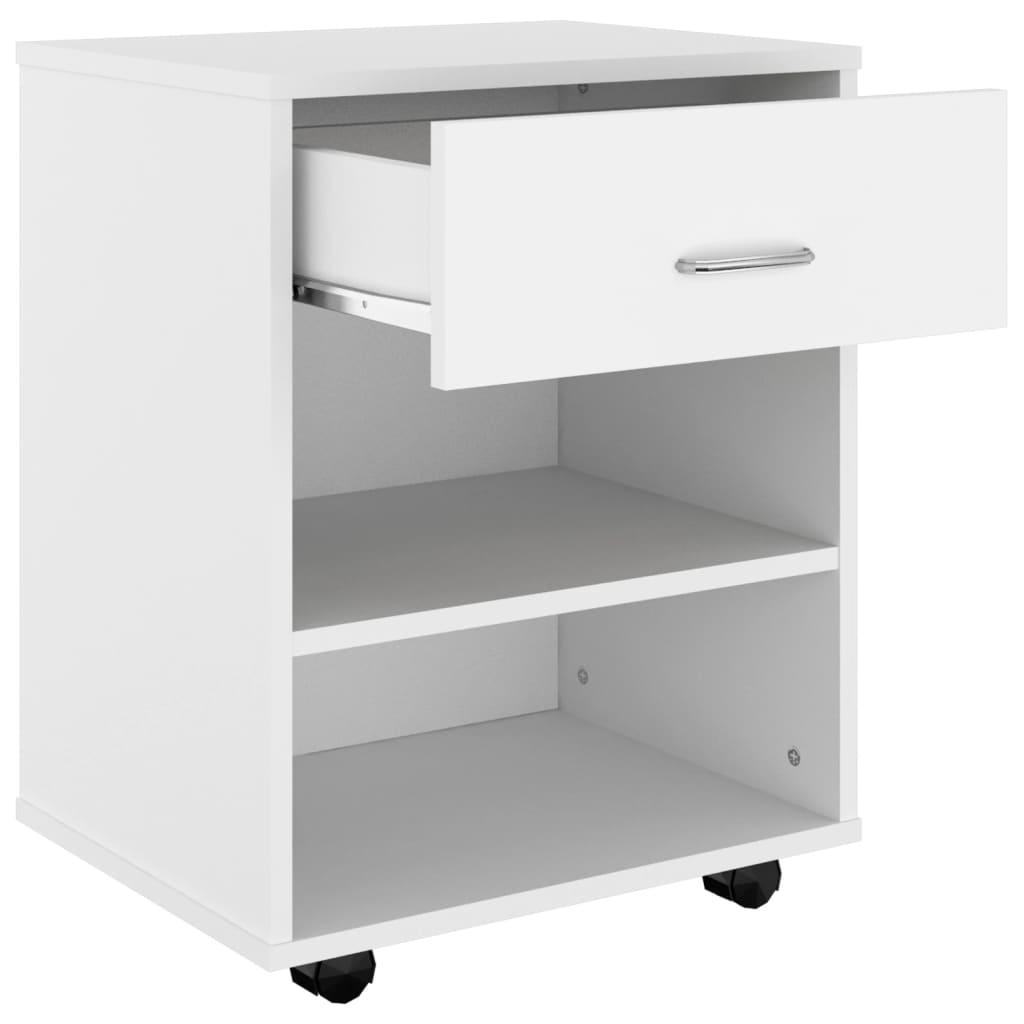rulleskab 46x36x59 cm konstrueret træ hvid