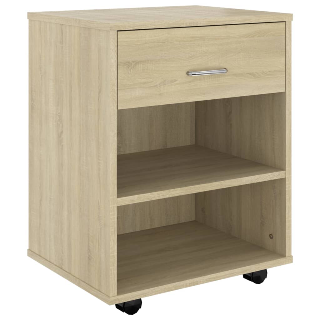 skab med hjul 46x36x59 cm konstrueret træ sonoma-eg