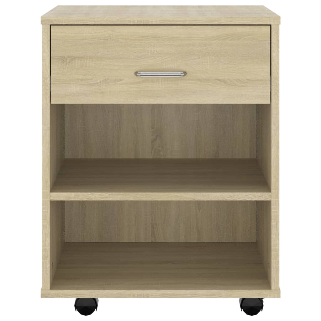skab med hjul 46x36x59 cm konstrueret træ sonoma-eg