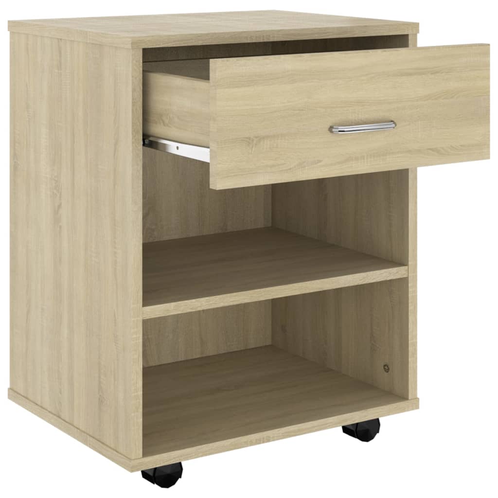 skab med hjul 46x36x59 cm konstrueret træ sonoma-eg