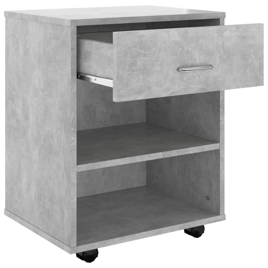 rulleskab 46x36x59 cm konstrueret træ betongrå