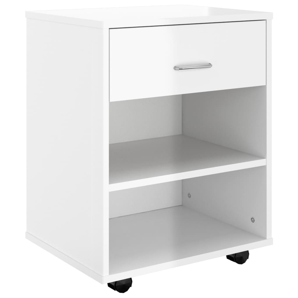 rulleskab 46x36x59 cm konstrueret træ hvid højglans