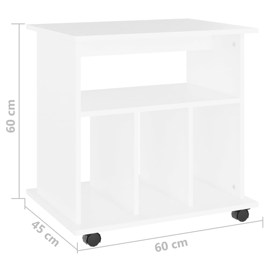 rulleskab 60x45x60 cm konstrueret træ hvid
