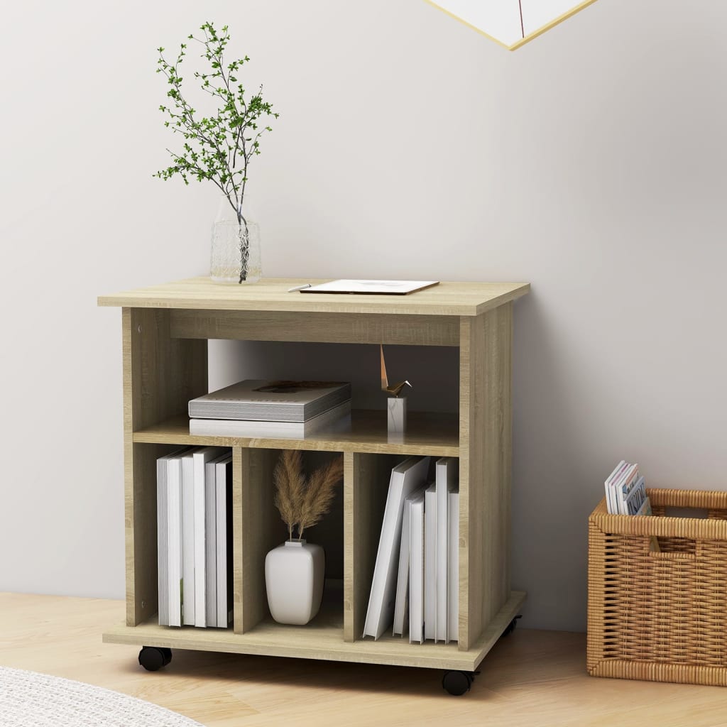 skab med hjul 60x45x60 cm konstrueret træ sonoma-eg