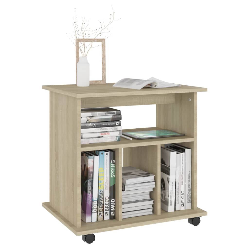 skab med hjul 60x45x60 cm konstrueret træ sonoma-eg
