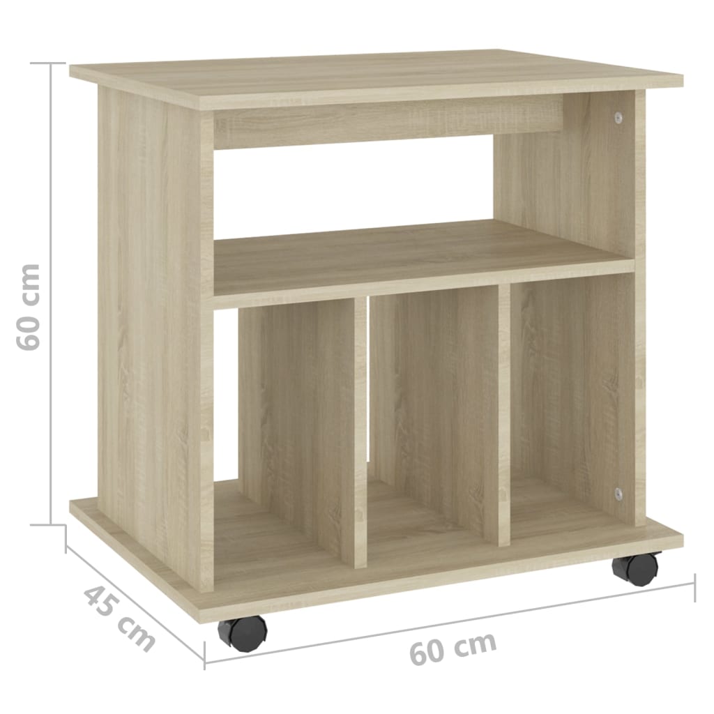 skab med hjul 60x45x60 cm konstrueret træ sonoma-eg