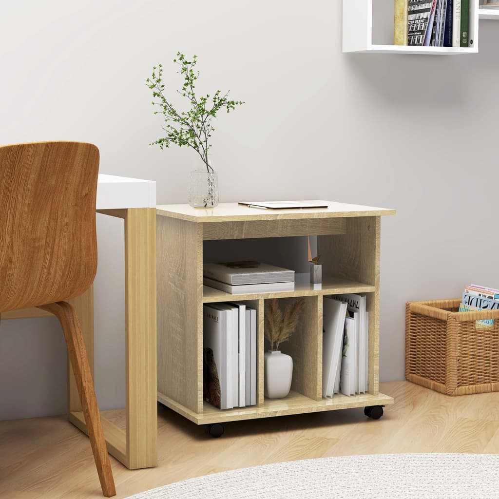 skab med hjul 60x45x60 cm konstrueret træ sonoma-eg