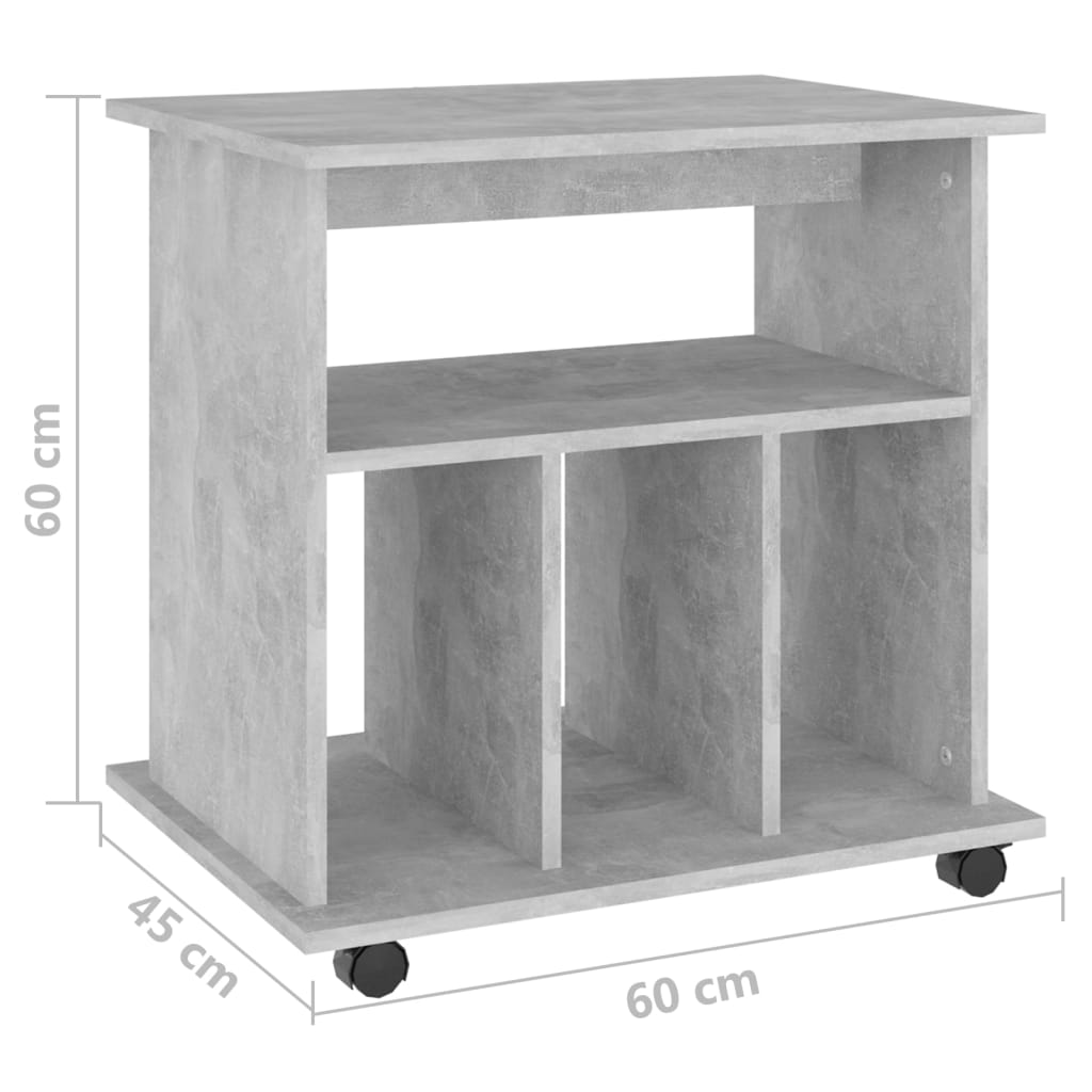 rulleskab 60x45x60 cm konstrueret træ betongrå