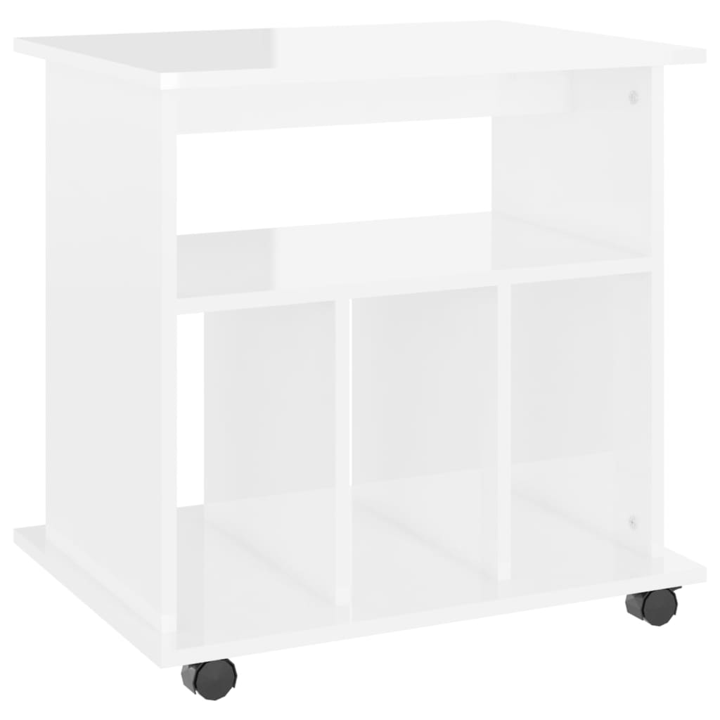 rulleskab 60x45x60 cm konstrueret træ hvid højglans