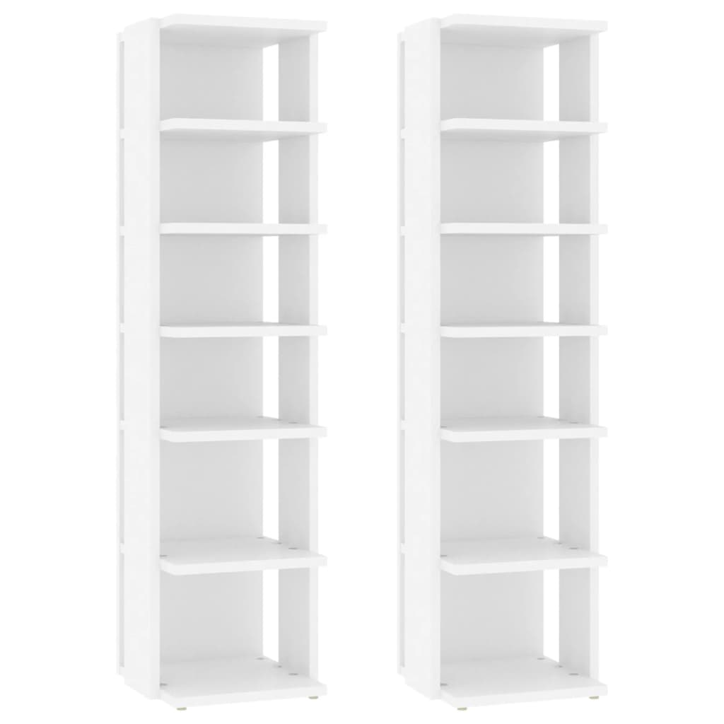 skoskabe 2 stk. 27,5x27x102 cm konstrueret træ hvid