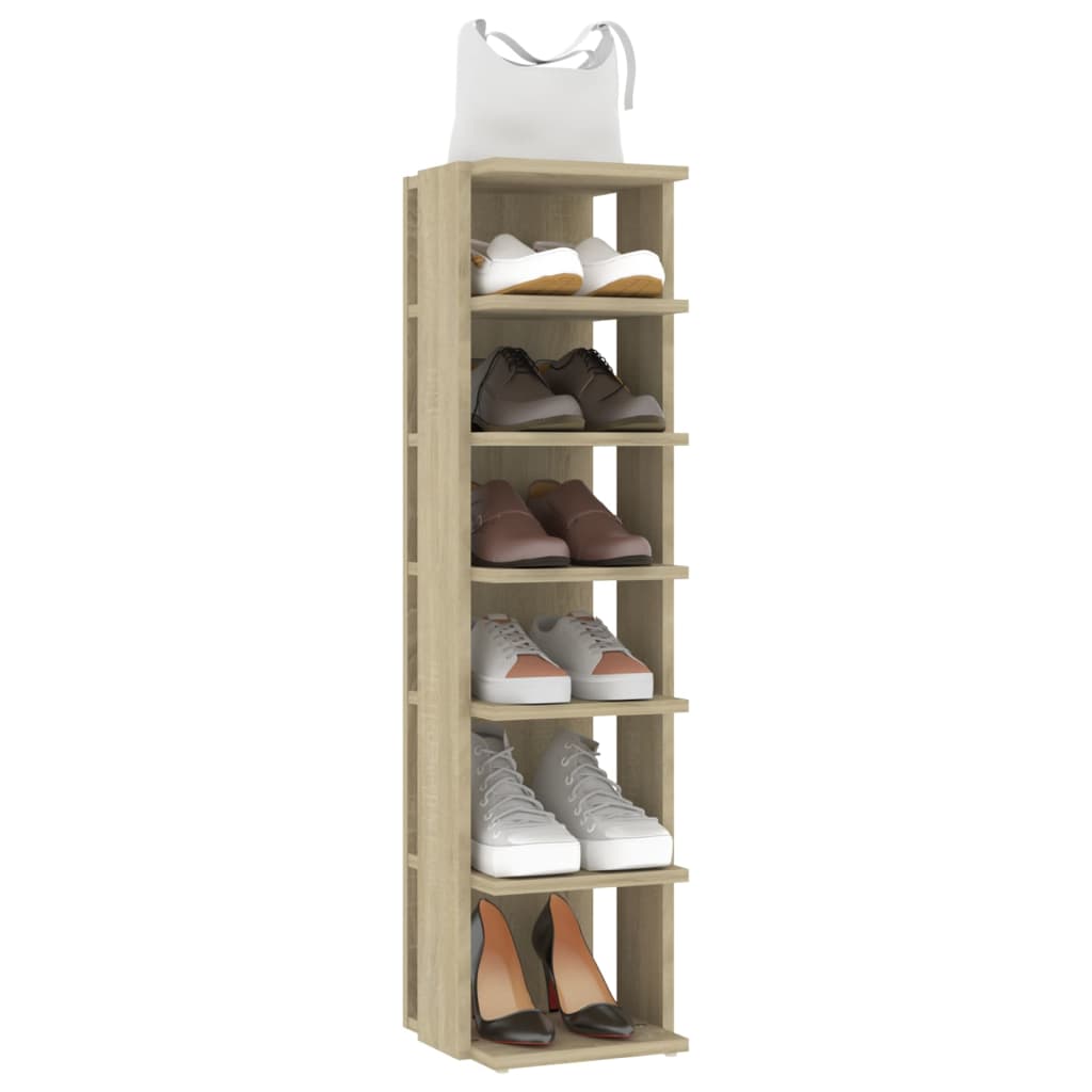 skoskab 27,5x27x102 cm konstrueret træ sonoma-eg
