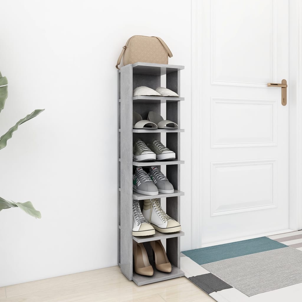 skoskab 27,5x27x102 cm konstrueret træ betongrå