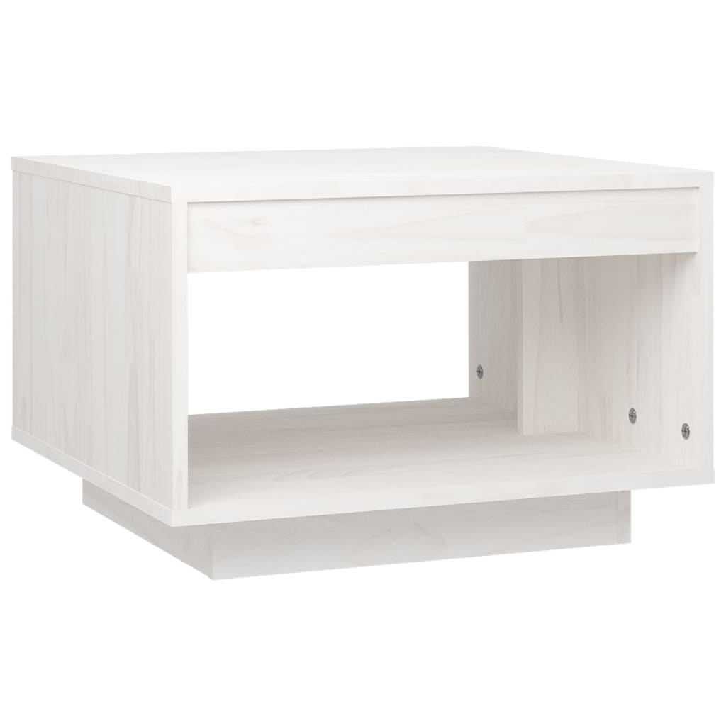 sofabord 50x50x33,5 cm massivt fyrretræ hvid