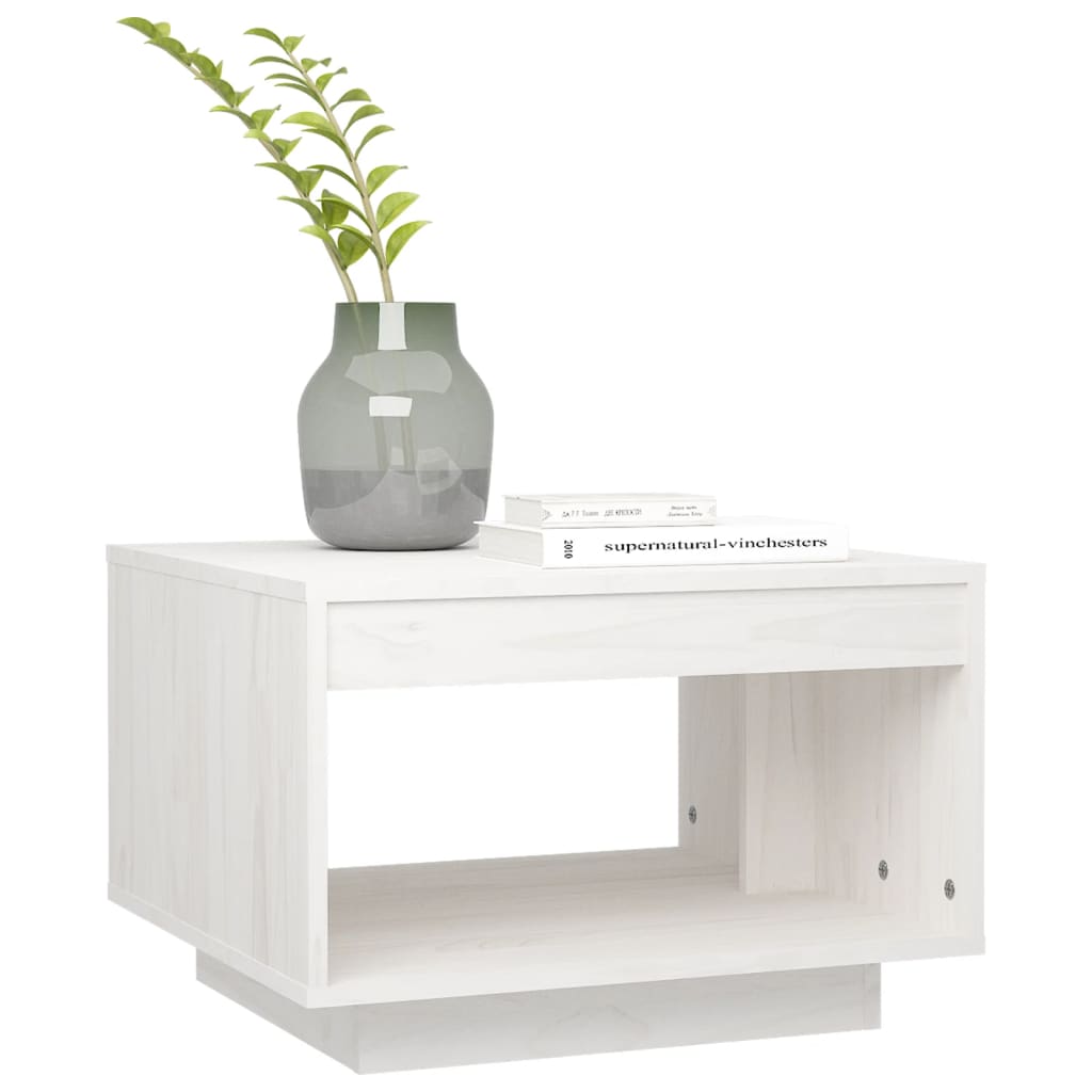sofabord 50x50x33,5 cm massivt fyrretræ hvid