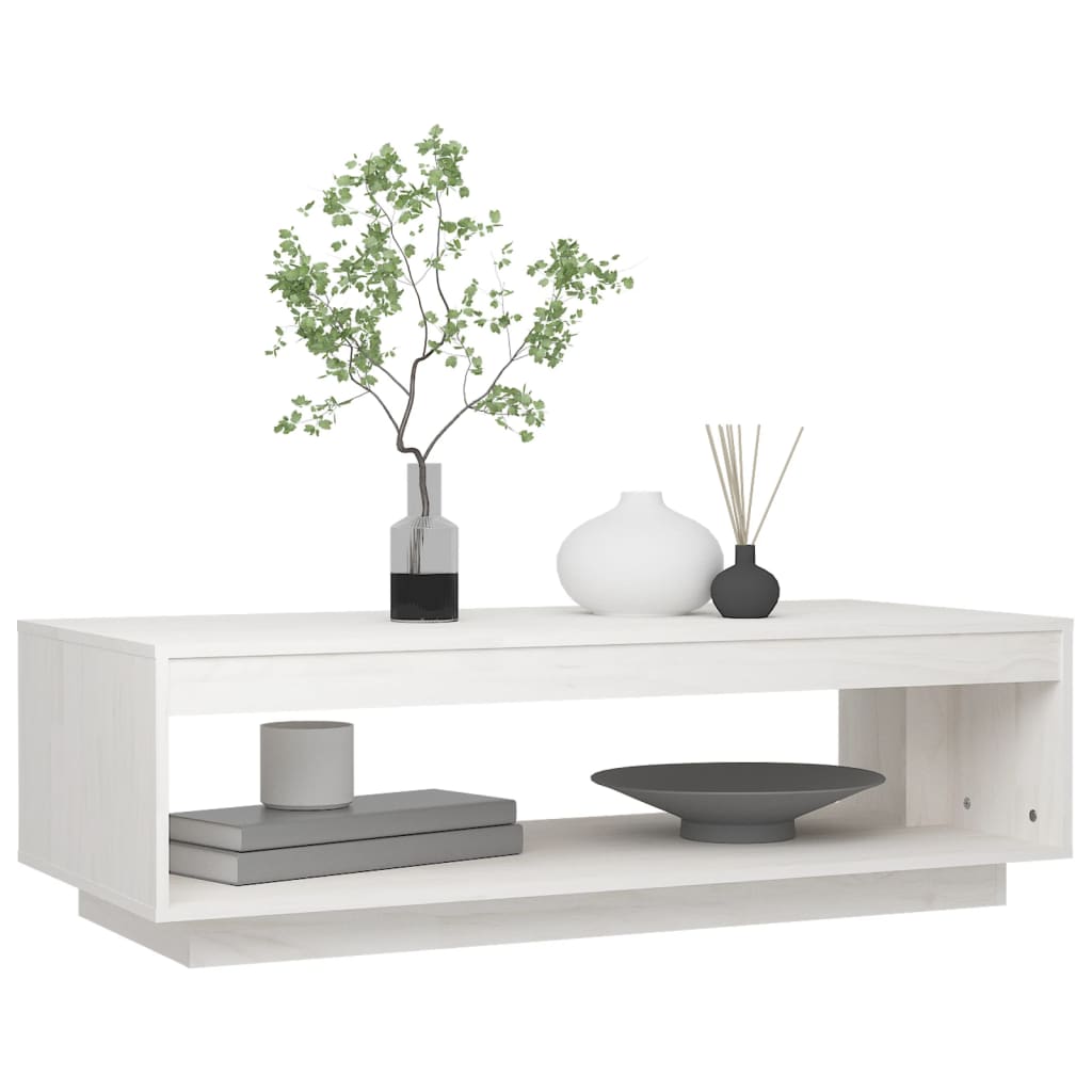 sofabord 110x50x33,5 cm massivt fyrretræ hvid