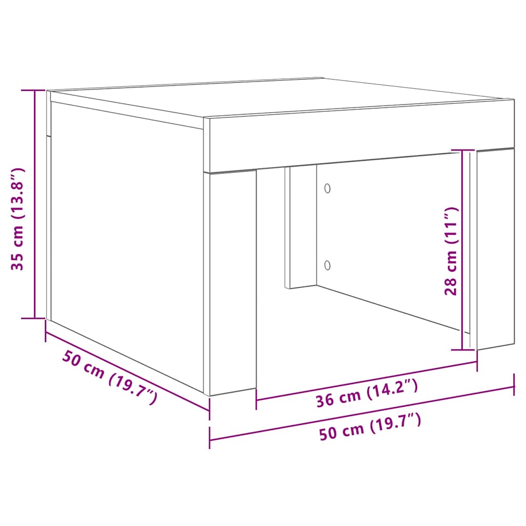 sofabord 50x50x35 cm konstrueret træ sonoma-eg
