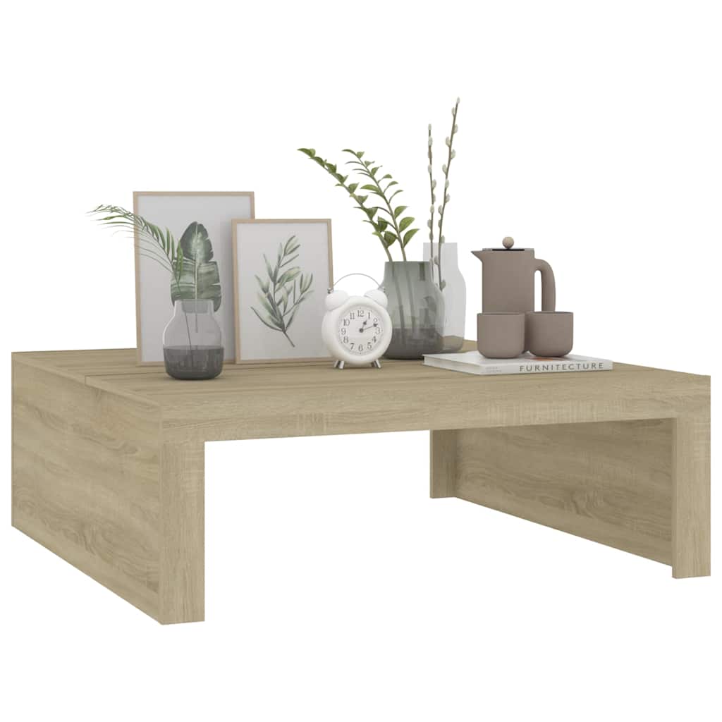 sofabord 100x100x35 cm konstrueret træ røget egetræsfarve