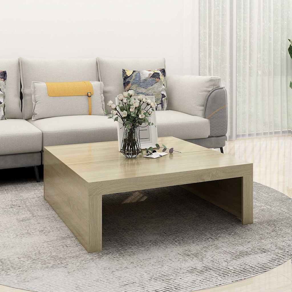 sofabord 100x100x35 cm konstrueret træ røget egetræsfarve