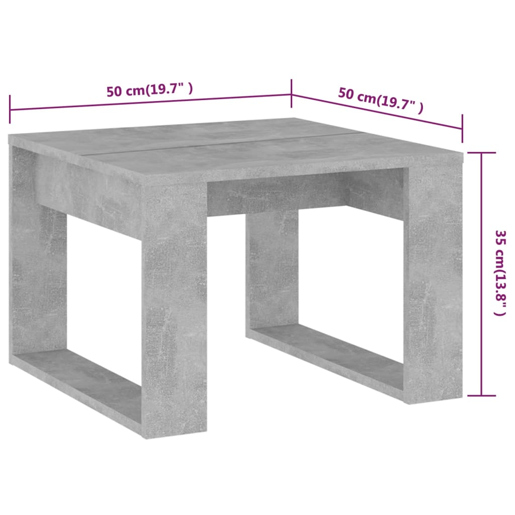 sidebord 50x50x35 cm konstrueret træ betongrå