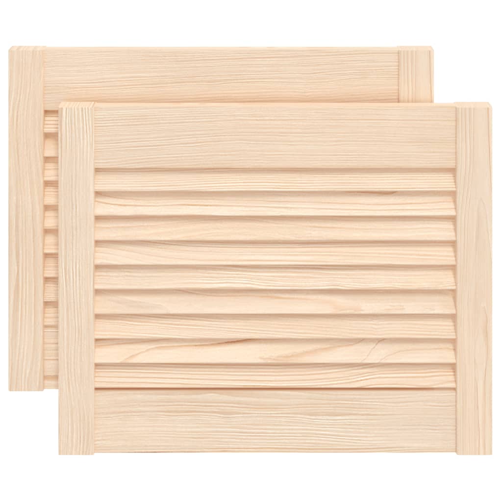 Louvrede døre 2 stk. Naturfarvet 69 x 49,4 cm Massivt fyrretræ