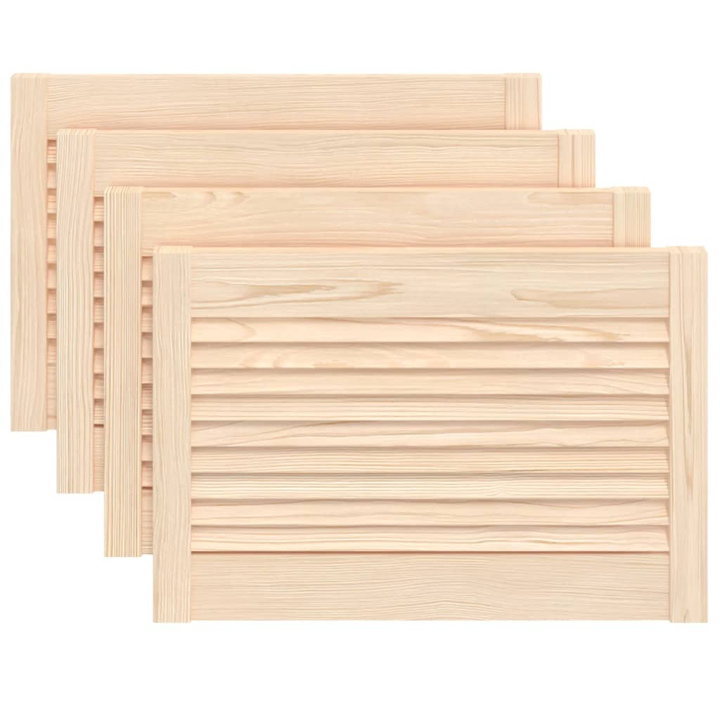 Louvrede døre 4 stk. Naturfarvet 69 x 49,4 cm Massivt fyrretræ