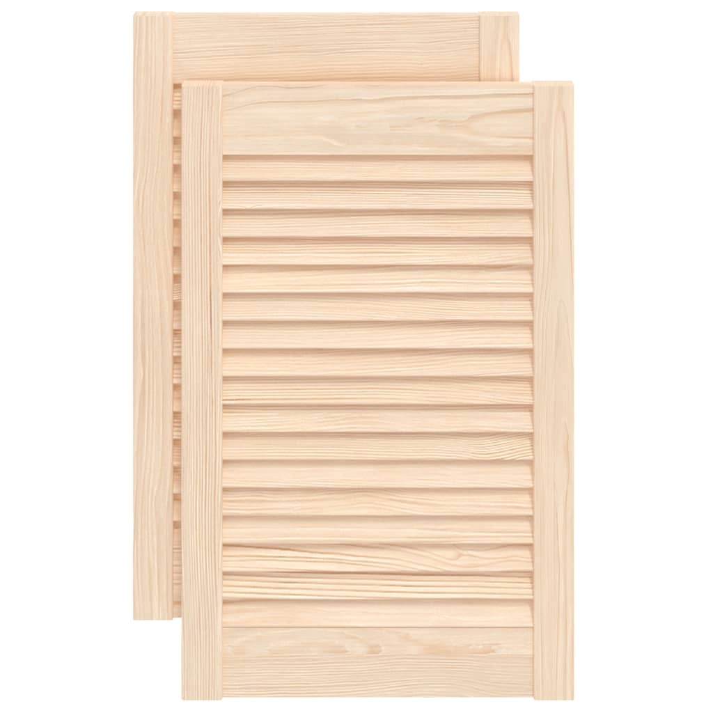 Louvrede døre 2 stk. Naturfarvet 69 x 49,4 cm Massivt fyrretræ