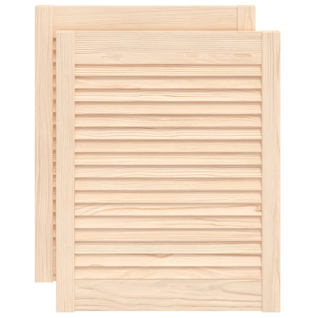 Louvrede døre 2 stk. Naturfarvet 69 x 49,4 cm Massivt fyrretræ