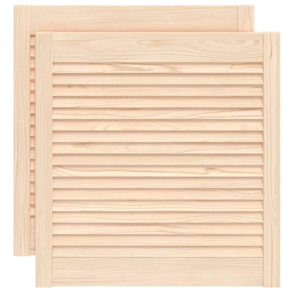 Louvrede døre 2 stk. Naturfarvet 69 x 49,4 cm Massivt fyrretræ