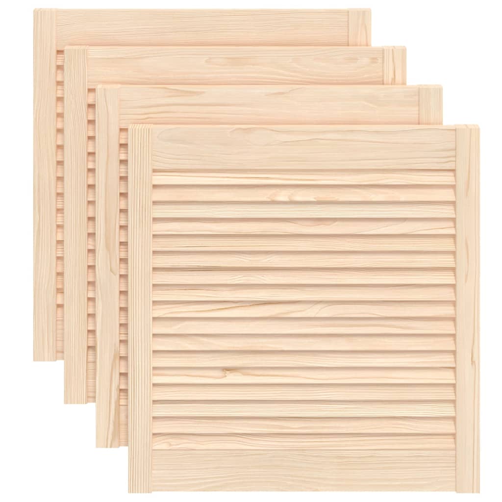 Louvrede døre 4 stk. Naturfarvet 69 x 49,4 cm Massivt fyrretræ