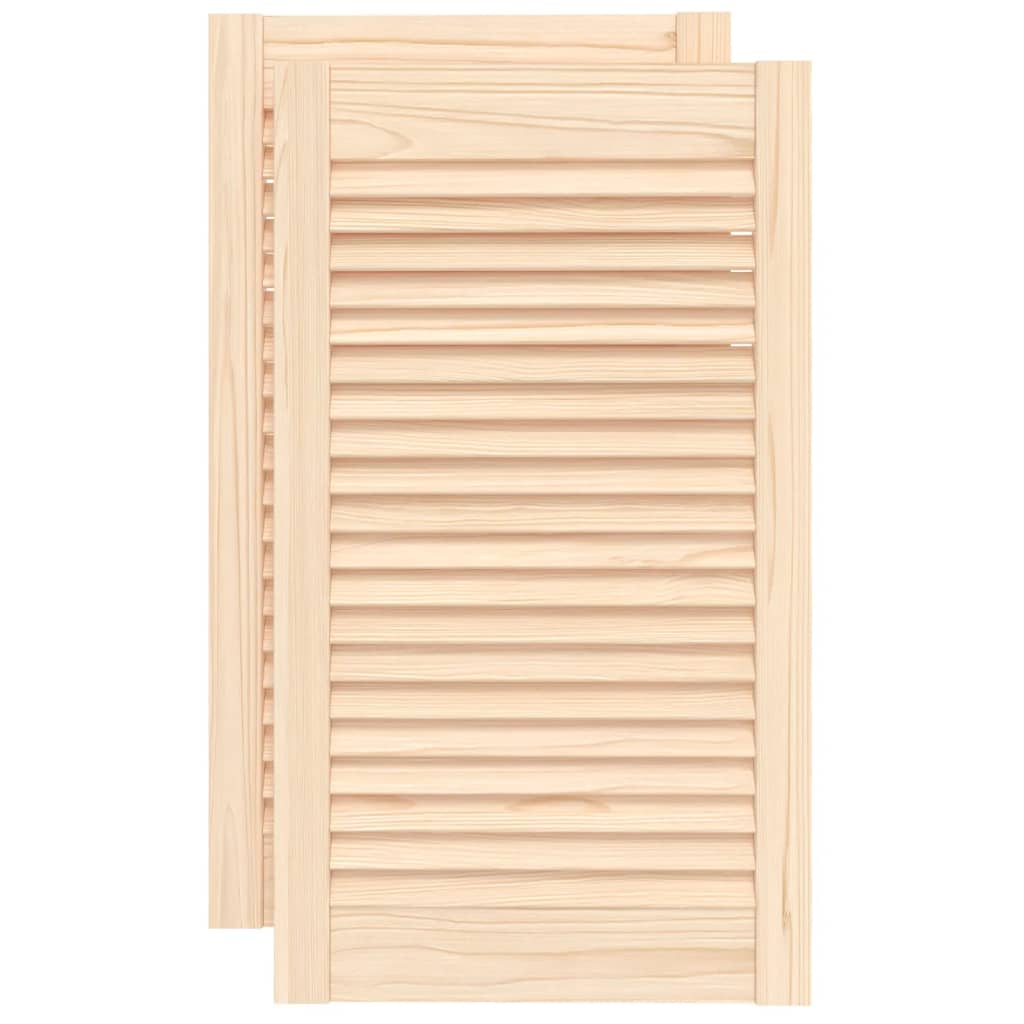Louvrede døre 2 stk. Naturfarvet 69 x 49,4 cm Massivt fyrretræ
