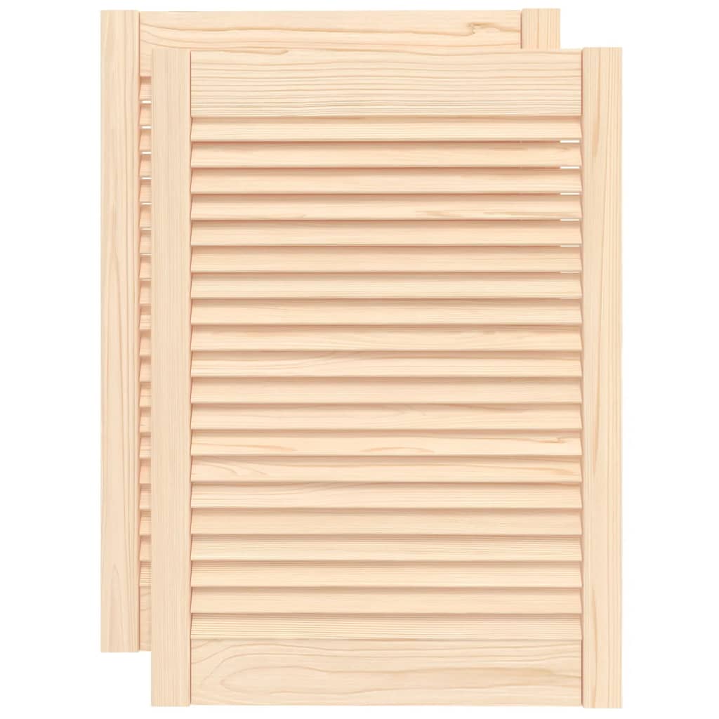 Louvrede døre 2 stk. Naturfarvet 69 x 49,4 cm Massivt fyrretræ