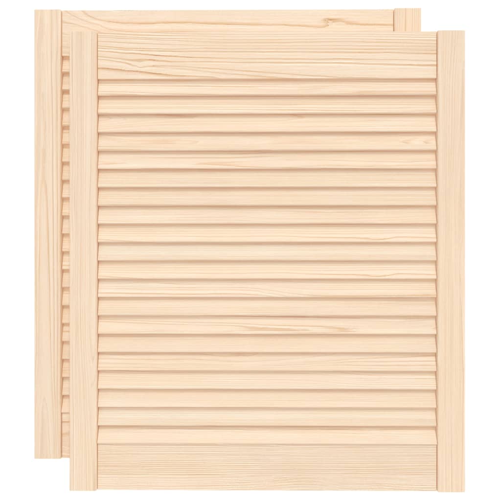 Louvrede døre 2 stk. Naturfarvet 69 x 49,4 cm Massivt fyrretræ